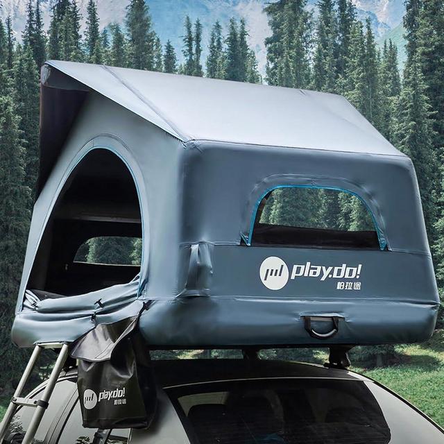 BOOMLATU 2 Person Inflatable Car Roof Top Tent with Pump,4 Season Waterproof and Sun Resitant Camping Dome Roof Top Tents Camping Tent for SUV, Truck and Universal Cars,Easy Setup