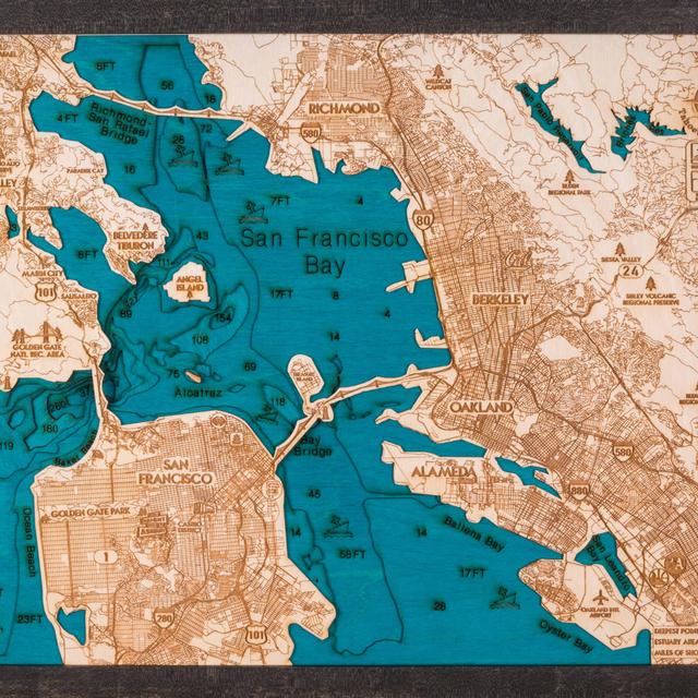 San Francisco Bay 3D Wood Map