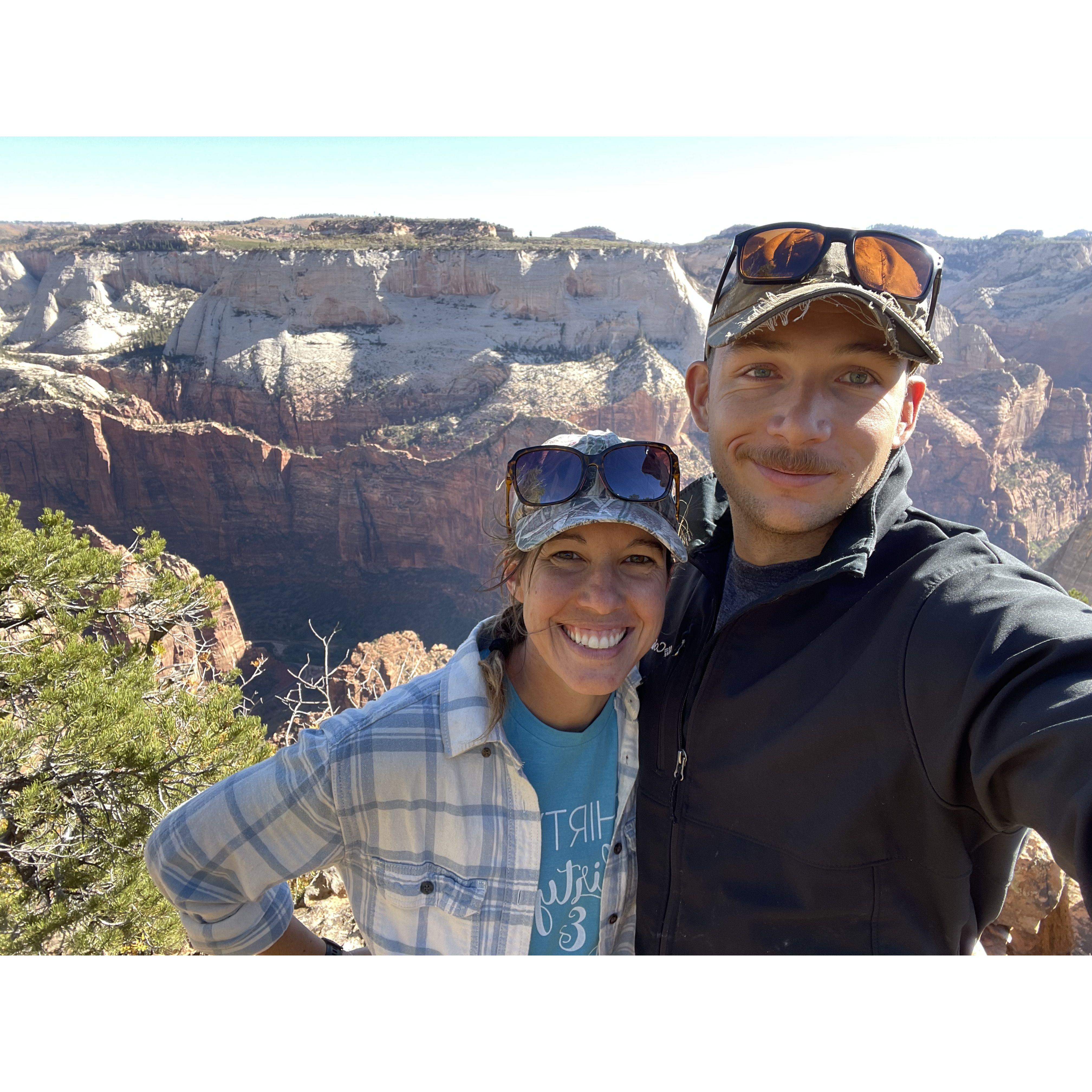 Our first picture together - overlooking Zion National Park in Utah after John got back from his deployment