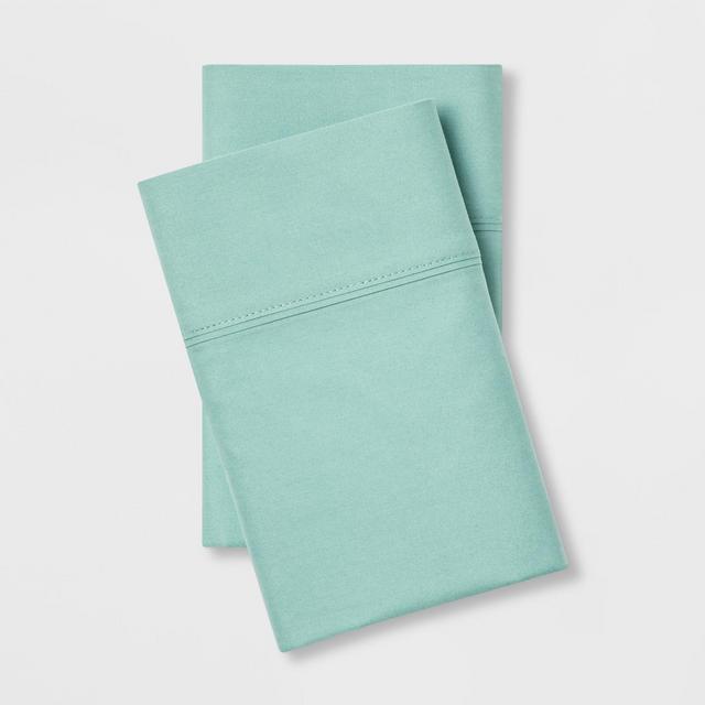 Standard 300 Thread Count Ultra Soft Pillowcase Set Mint Ash - Threshold™