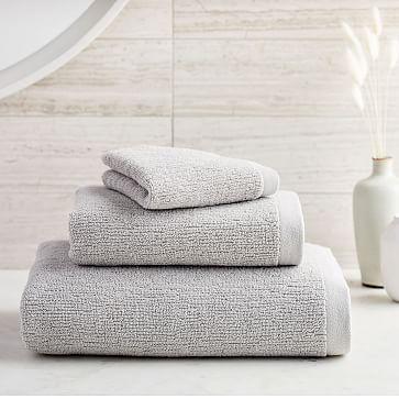 Organic Textured Towel, Set of 3, Gray Sky