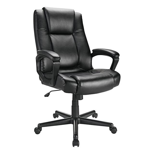 Realspace® Hurston Bonded Leather High-Back Executive Chair, Black