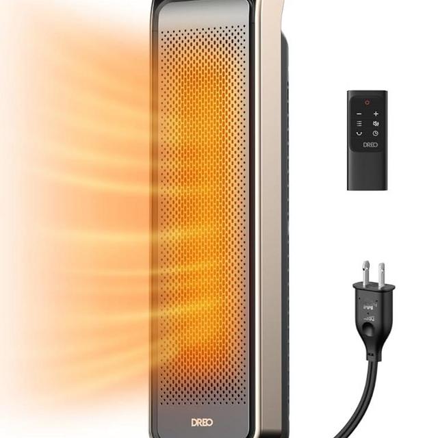 Dreo Space Heater, 25" 11.5ft/s Fast Heating Portable Electric Heater with Remote and Anti-Burn Plug, 5 Modes, Overheating & Tip-Over Protection, Oscillating Ceramic Heater for Indoor Use, Gold