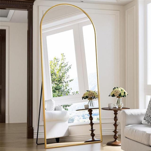 Antok Floor Mirror, 71"×28" Arched Full Length Mirror Arched Mirror with Stand, Gold Large Arched Wall Mirror, Oversized Arched Mirror Full Length, Wall Mounted Mirror Full Length, 71"x28"(Gold)