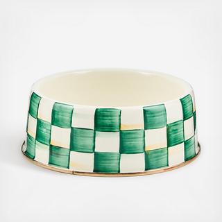 Emerald Check Stainless Steel Pet Dish