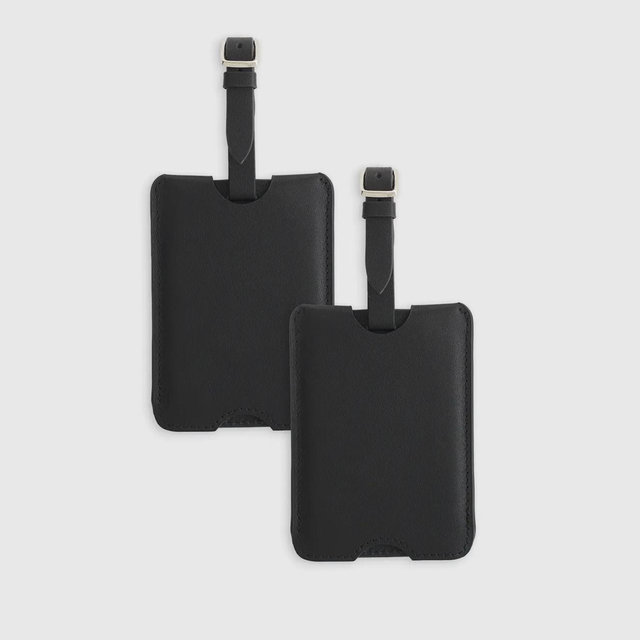 Nappa Leather Luggage Tag (2-Pack) in Black