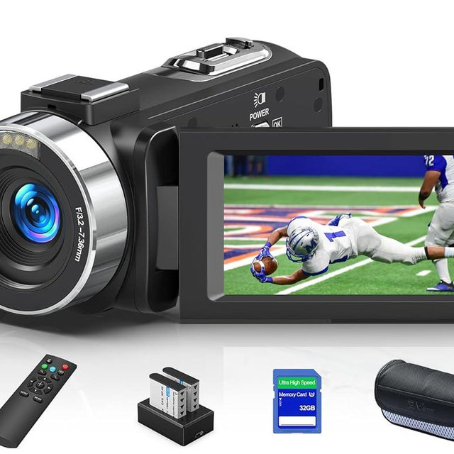 Gcasio 8K 64MP Camcorder Video Camera IR Night Vision 18X Digital Zoom YouTube Vlogging Camcorder