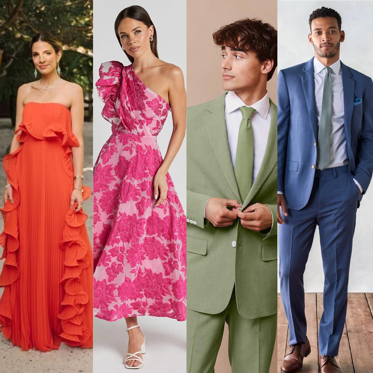 Our wedding will be Formal Garden Chic, and we’d love for our guests to embrace vibrant, elegant colors that match the joyful outdoor setting.