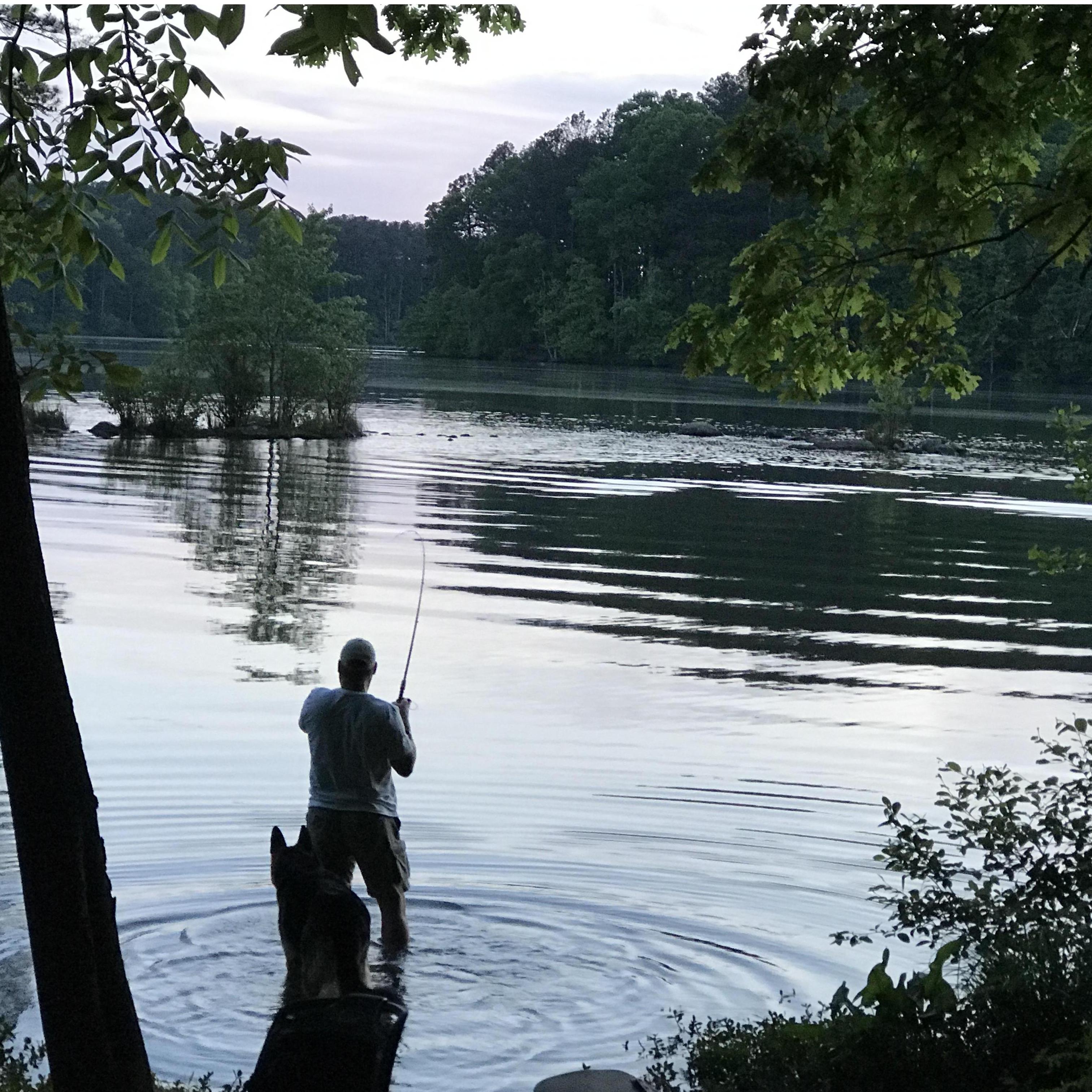 Gary & Buddy fishing at Georgia's Fort Yargo State Park...I think Buddy scared off most the fish...but we won't tell him that.