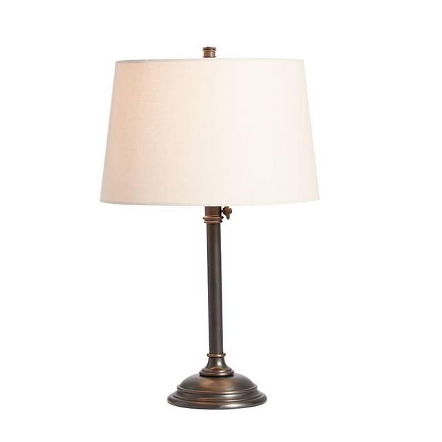 Chelsea Metal Adjustable 25" Lamp & Medium Tapered Gallery Shade, Bronze Base/Sand Shade
