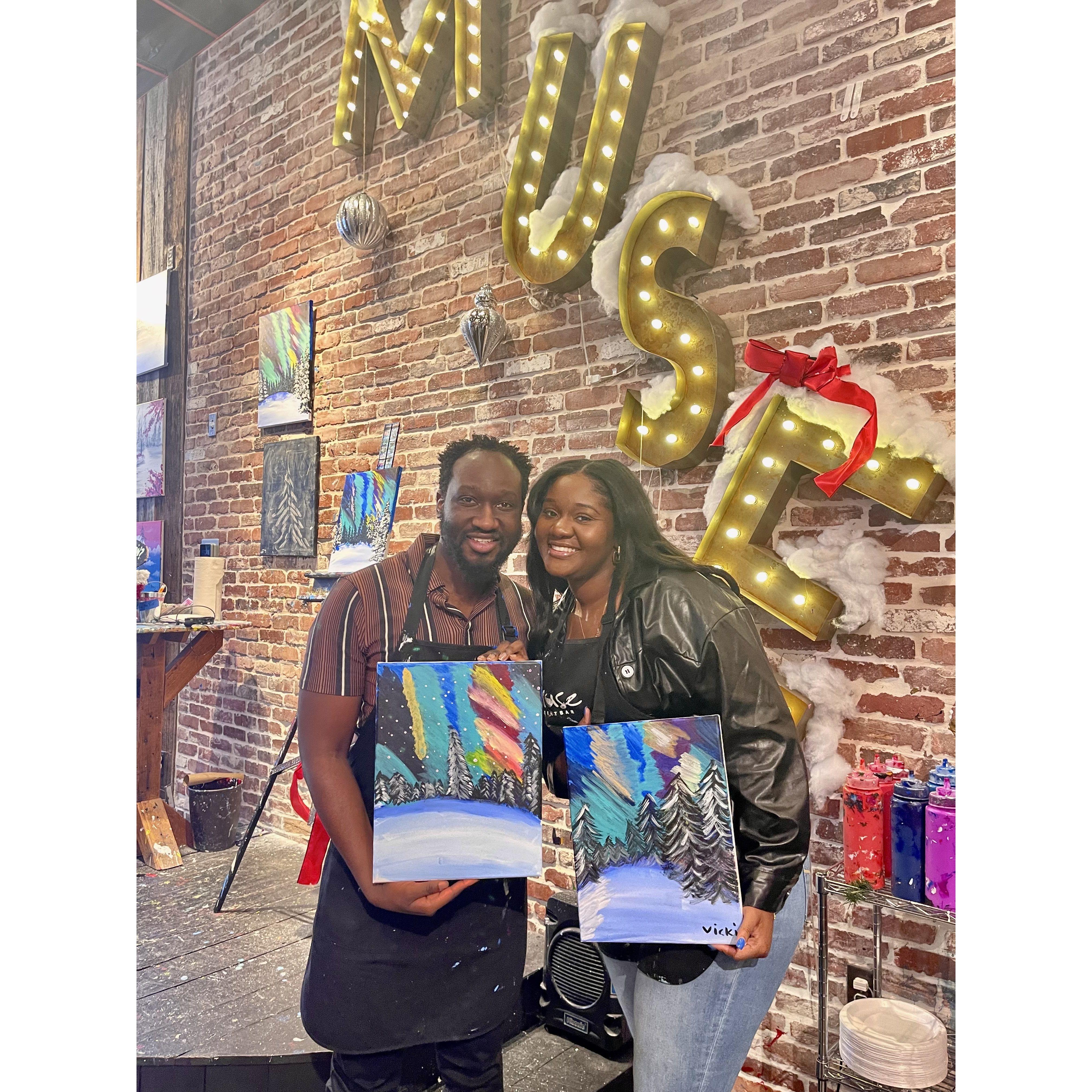 Fun fact: Vicki loves painting & drawing so it was only right to have a date at the Muse Paint Bar!