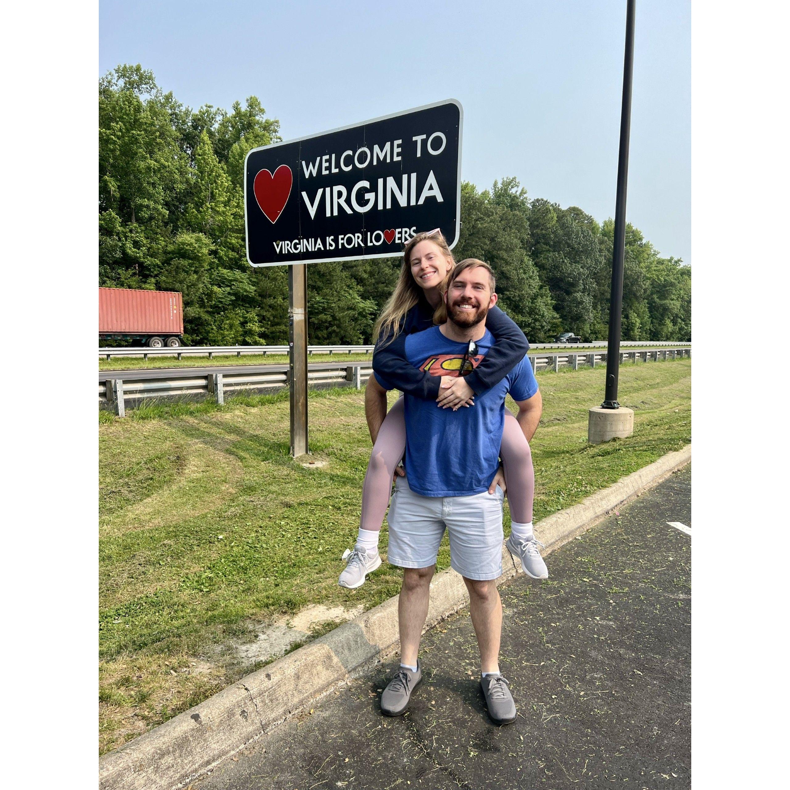 This was the first day we crossed into Virginia, our new home, before Erin started her residency program!