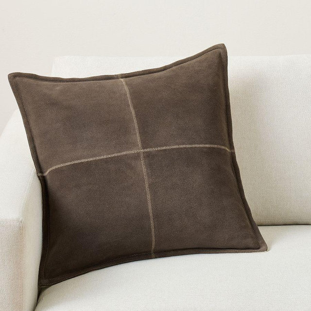 Pieced Suede Pillow Cover, Turkish Coffee, 20"