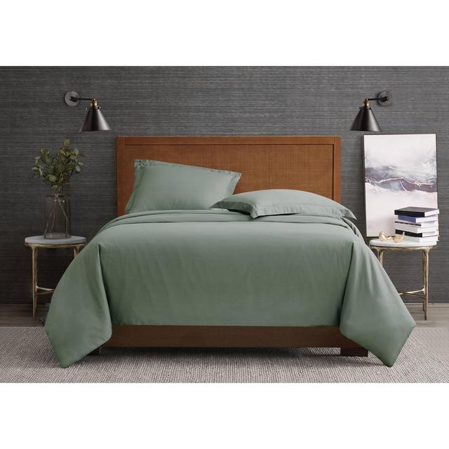 3pc King Garment Wash Duvet Cover Set Green - London Fog