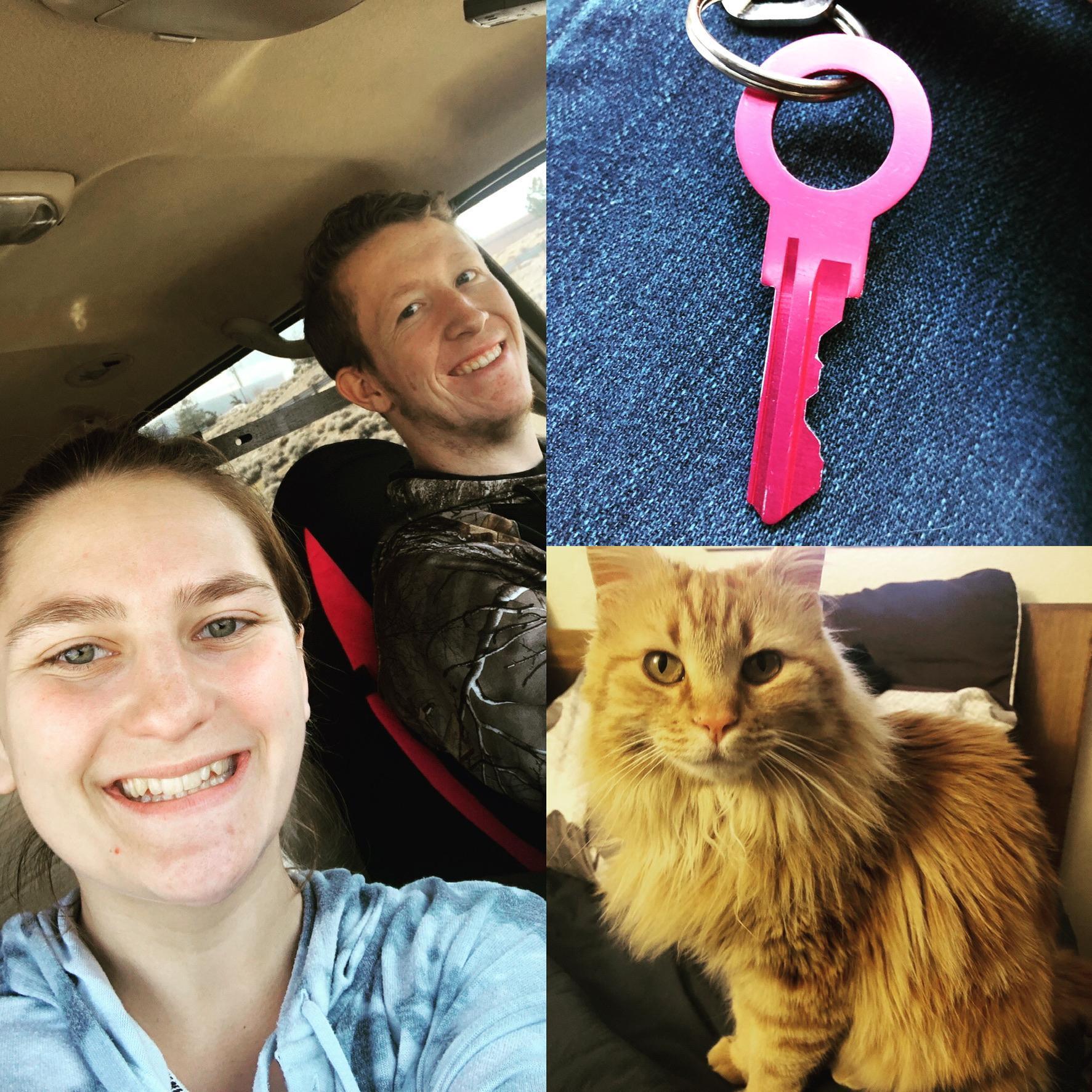 The day we got our keys to our new apartment and moved our first kitty in.