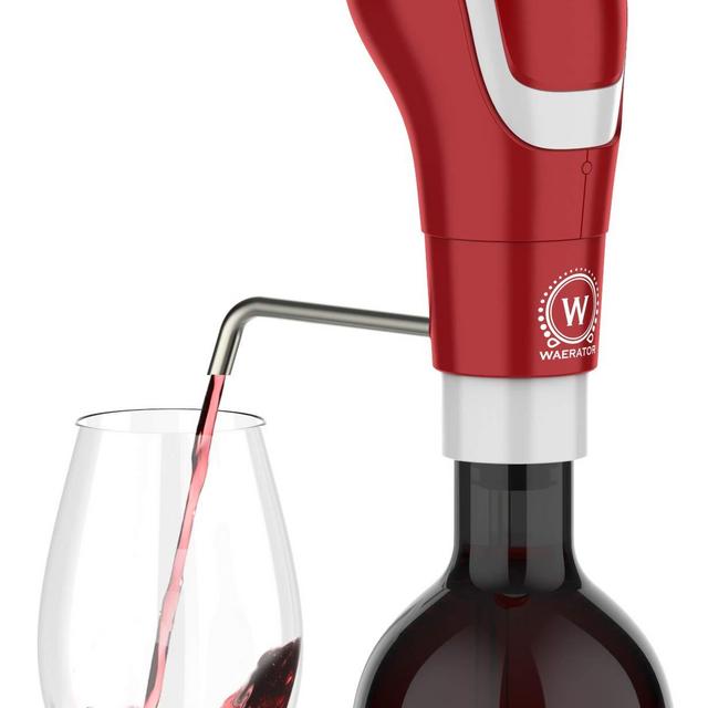 WAERATOR Instant 1-Button Electric Aeration and Decanter Wine Pourers, Red