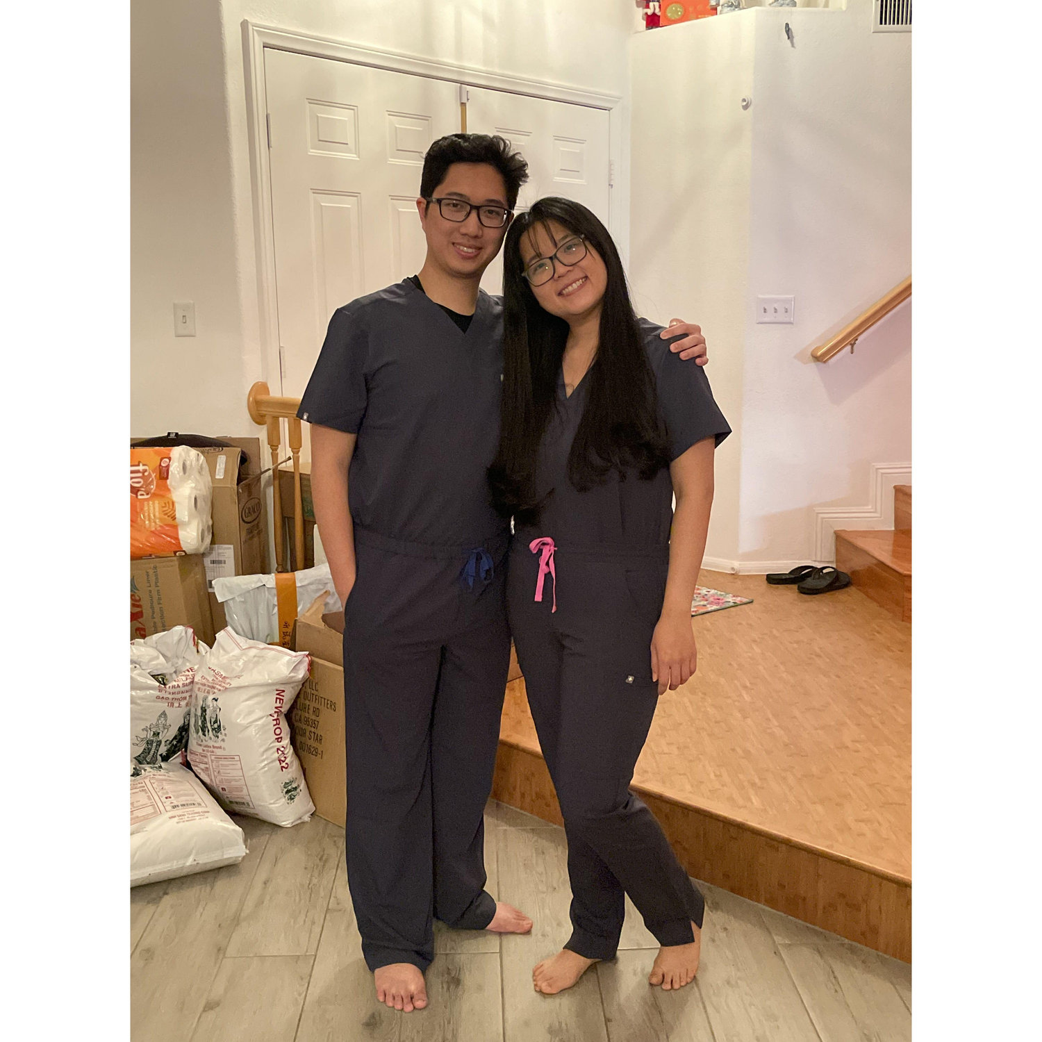 A picture taken by my nephew just cuz we had matching scrub :)