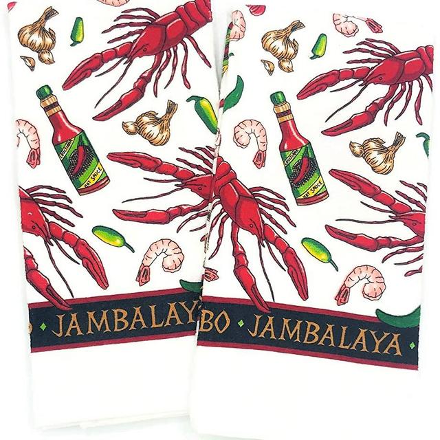 Kay Dee Designs Jambalaya Terry Towel Kitchen Dishtowels, Set of 2 Jambalaya Bisque Gumbo Terry Kitchen Towels for Cooking, Baking, Cleaning, Drying
