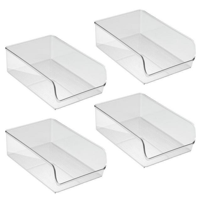 InterDesign Linus Kitchen, Pantry, Refrigerator, Freezer Storage Container, Large, 4 Pack, Clear