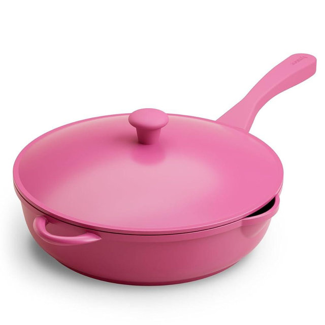 Lynnee 11-Inch Nonstick Fry Pan – Ceramic Coated, Aluminum Skillet, PFOA-Free, Easy Clean, Non-Toxic & Stylish Kitchen Cookware (Hot Pink)