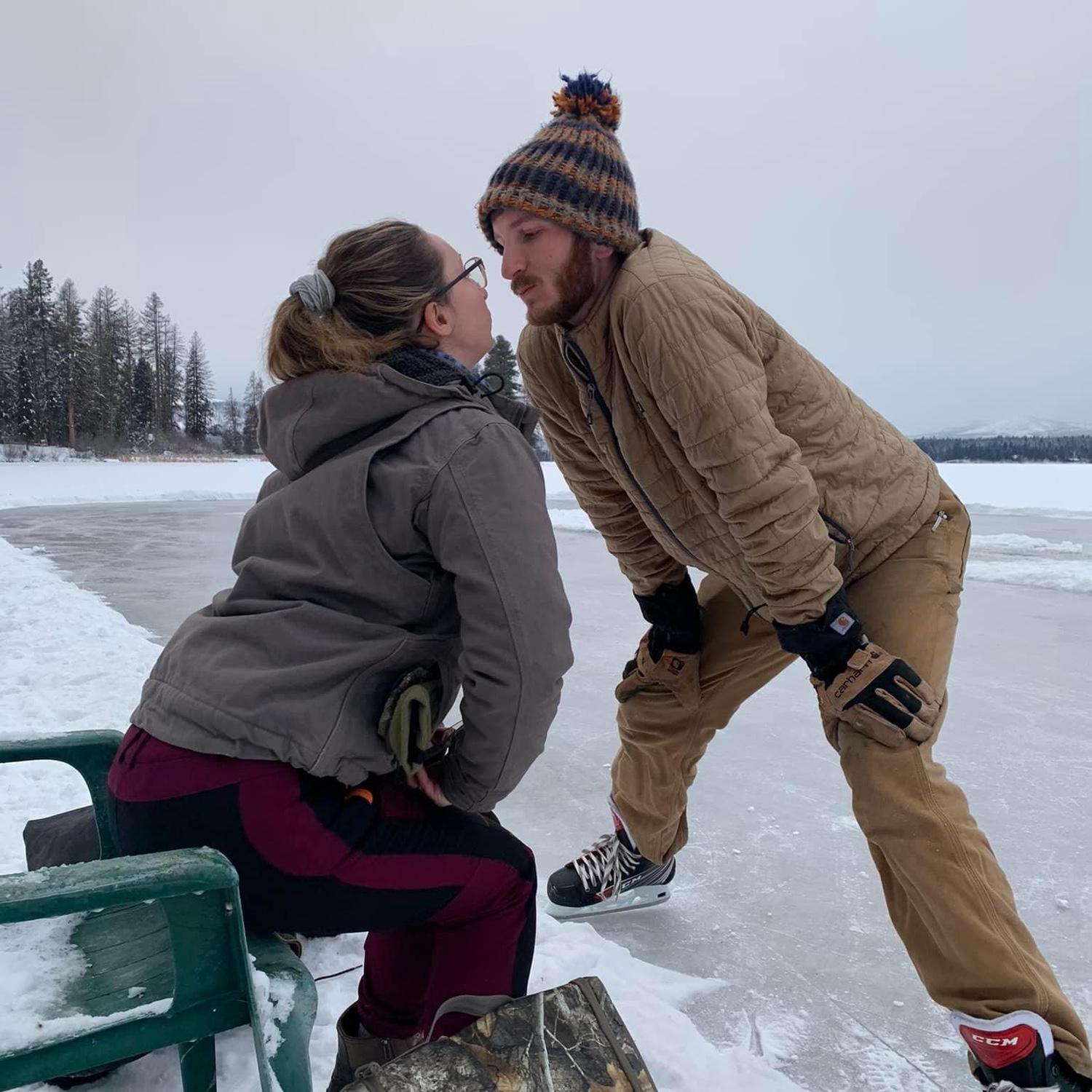Ice skating on Placid lake. January 2022