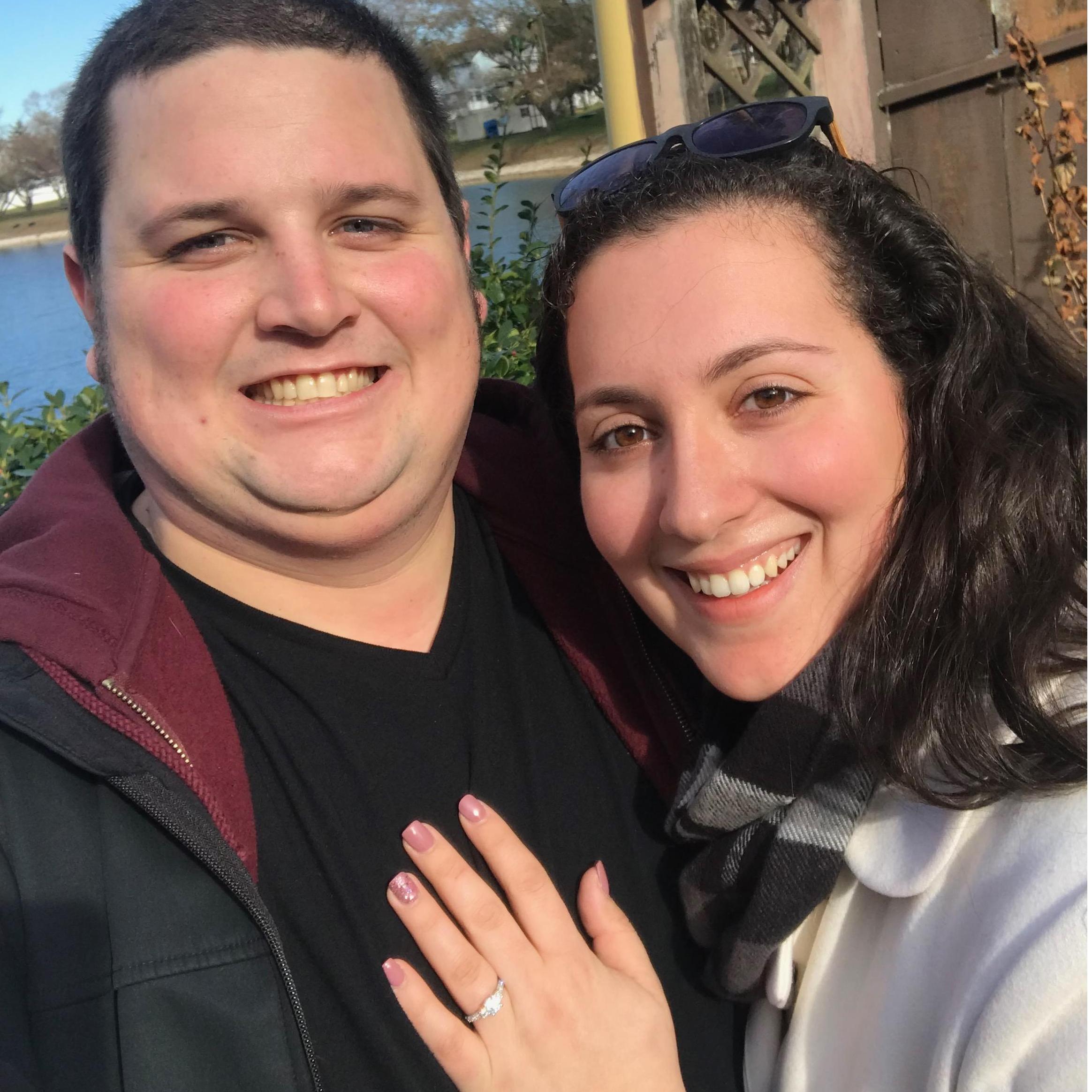 At Grounds For Sculpture moments after Jason popped the question! 11.26.17