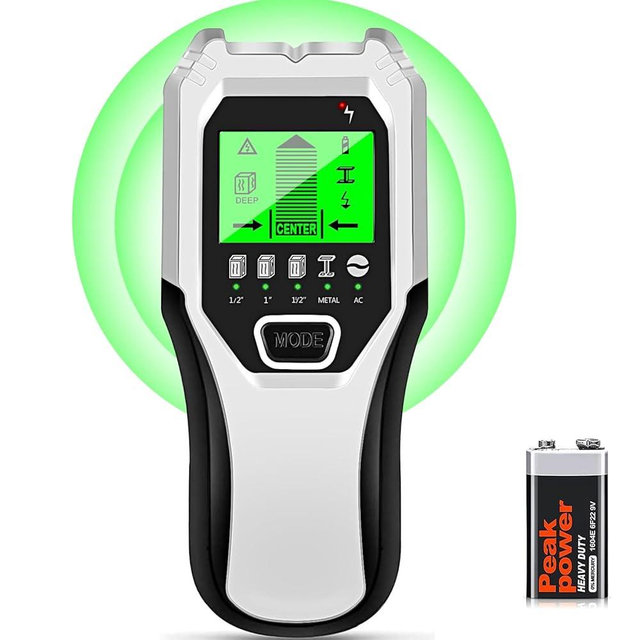 Stud Finder Wall Scanner 5 in 1 Multifunctional Upgraded Smart Wall Scanner, Stud Sensor Beam Detector with Battery for Wood Metal and AC Wire Detection, Comes with HD LCD Display and Audio Alarm
