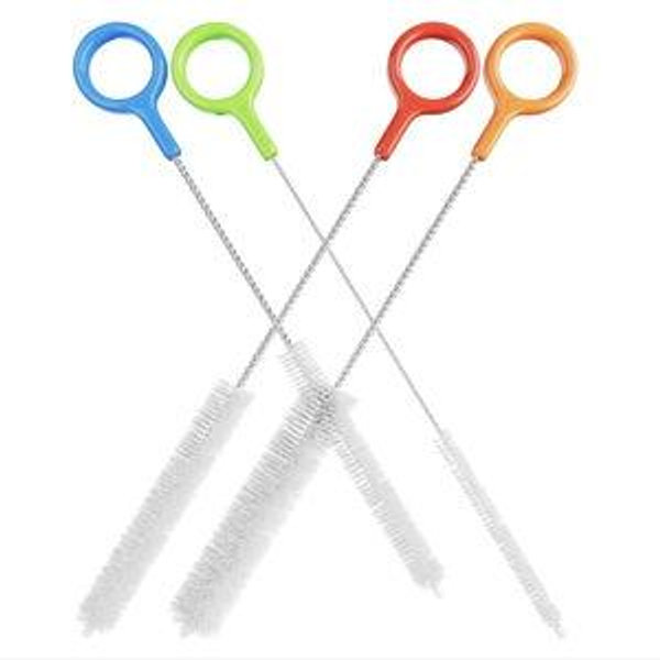 Heavy Duty Cleaning Brushes Set of 4 - Extra Long Straw Cleaners for Metal and Plastic Reusable Drinking Straws, to Clean Small Spaces, Sippy Cups, Water Bottles - Sturdy Hard Brush Bristles