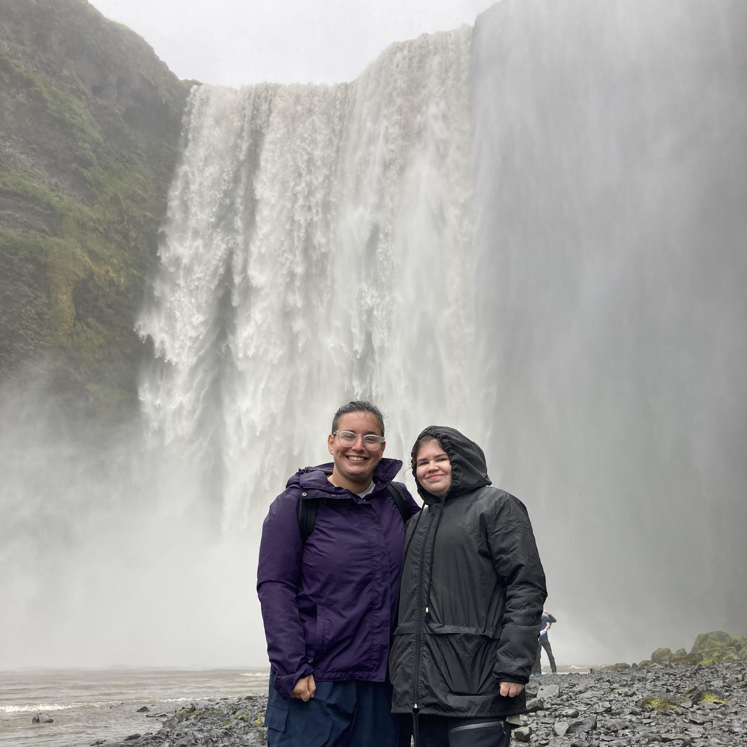 Braving the mist at Skógafoss