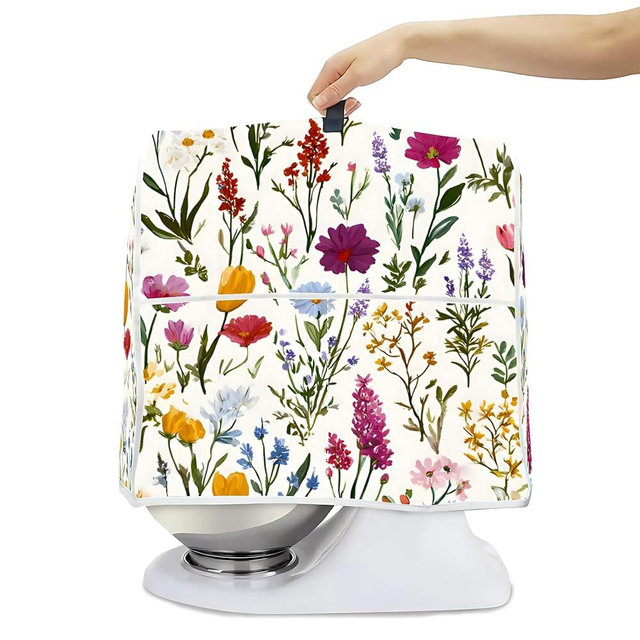 Mixer Dust Cover for 6-8 Qt Stand Mixer, Cloth Cover with 2 Storage Pockets for Stand Mixer Protective Covers Large for 6-8 Quart Mixer (Flowers 7, XS(for 4.5-5 qt Mixer))
