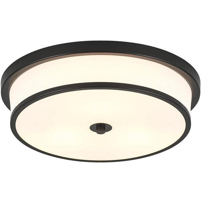 MIAOMEIO 16 inch Flush Mount Ceiling Light, 3-Light Close to Ceiling Light Fixtures with Black Finish for Livingroom Bedroom Kitchen Diningroom(Black)