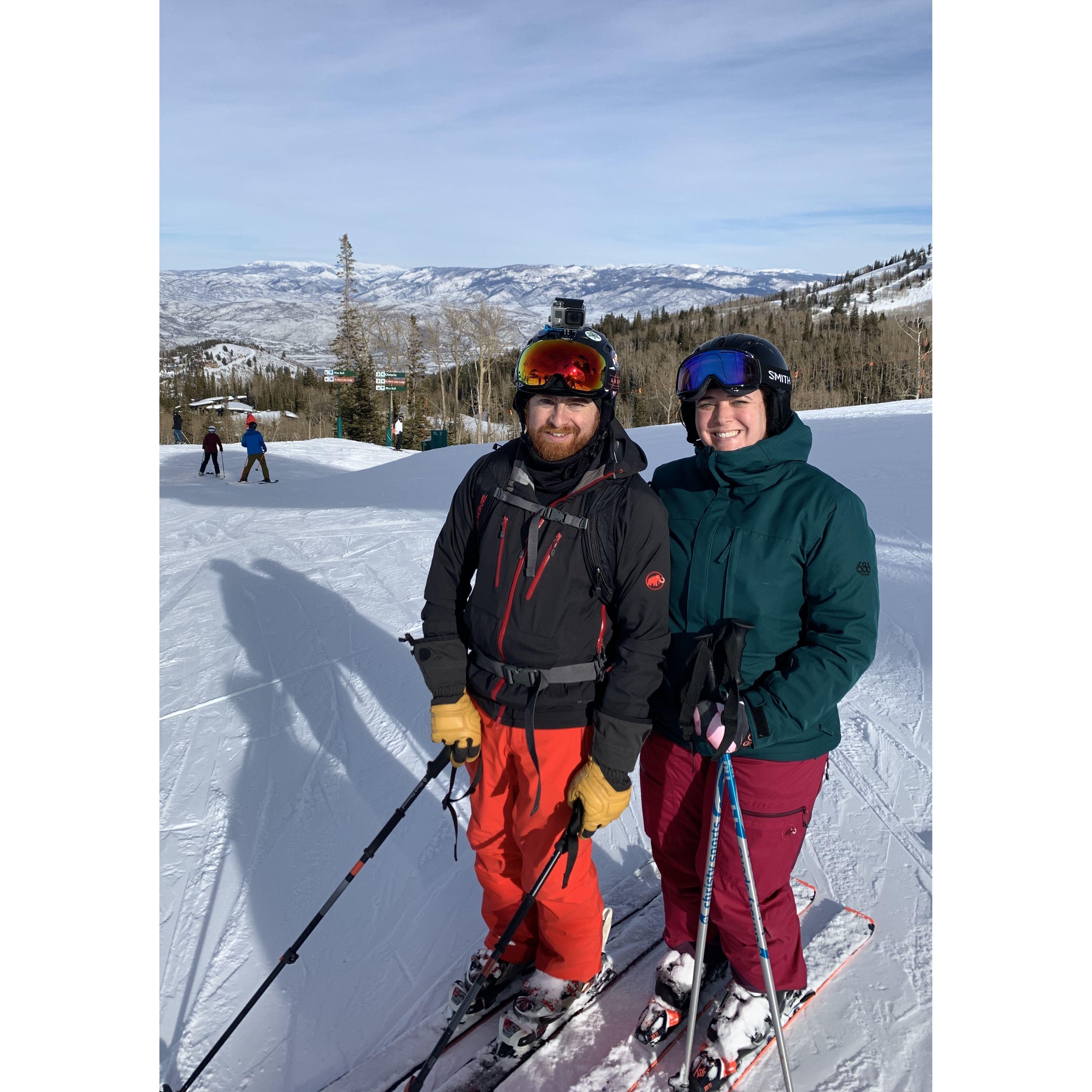 Our first ski trip together at Alta, Utah 2020.