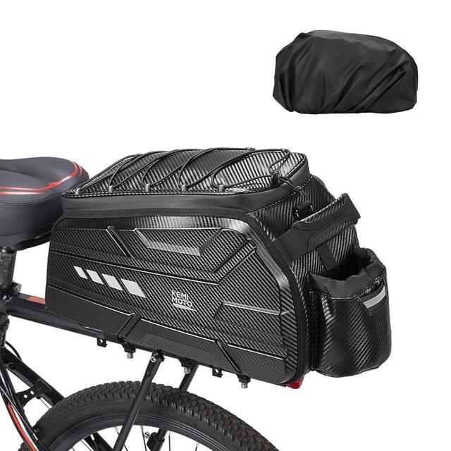 KEMIMOTO Bike Bags for Rear Rack, 15L Capacity Hard Shell Bicycle Rear Rack Bag, Bikes Trunk Pannier with Waterproof Cover and Shoulder Strap for Commuter Travel Outdoor