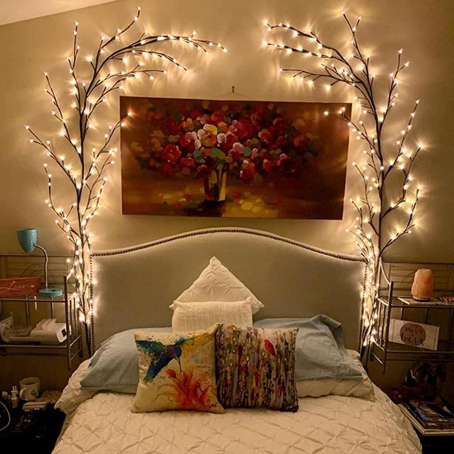 Vines for Room Decor ,Christmas Decorations Indoor Home Decor Artificial Plants Flowers Tree Willow Vine Lights 144 LEDs for Walls Bedroom Living Room Decorative