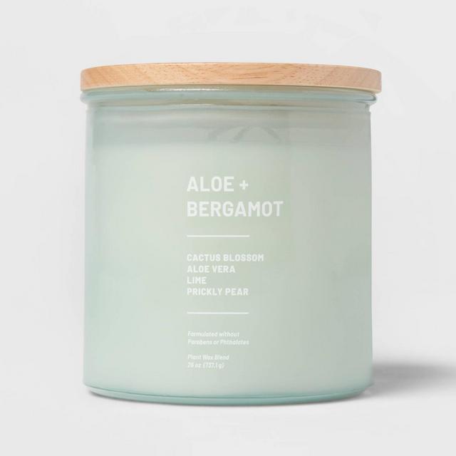 26oz Glass Jar Aloe and Bergamot Candle Green - Project 62™