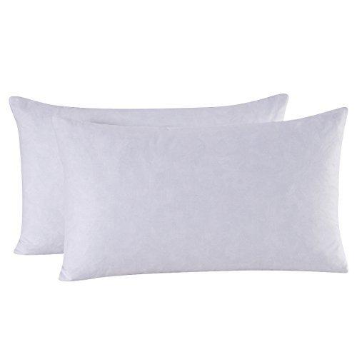 Set of 2, 95% Feather 5% Down Decorative Throw Pillow Insert, 100% Cotton, 12x20 Inch