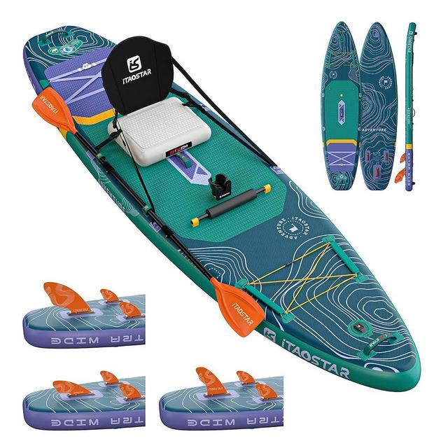 iTAOSTAR Adventure 12’×35"/39" Extra Wide Paddle Board, One-Stop Premium SUP Board Accessories, Tailored 5 Fins, Stable Inflatable Stand Up Paddle Boards for Youth/Adults of All Skill Levels
