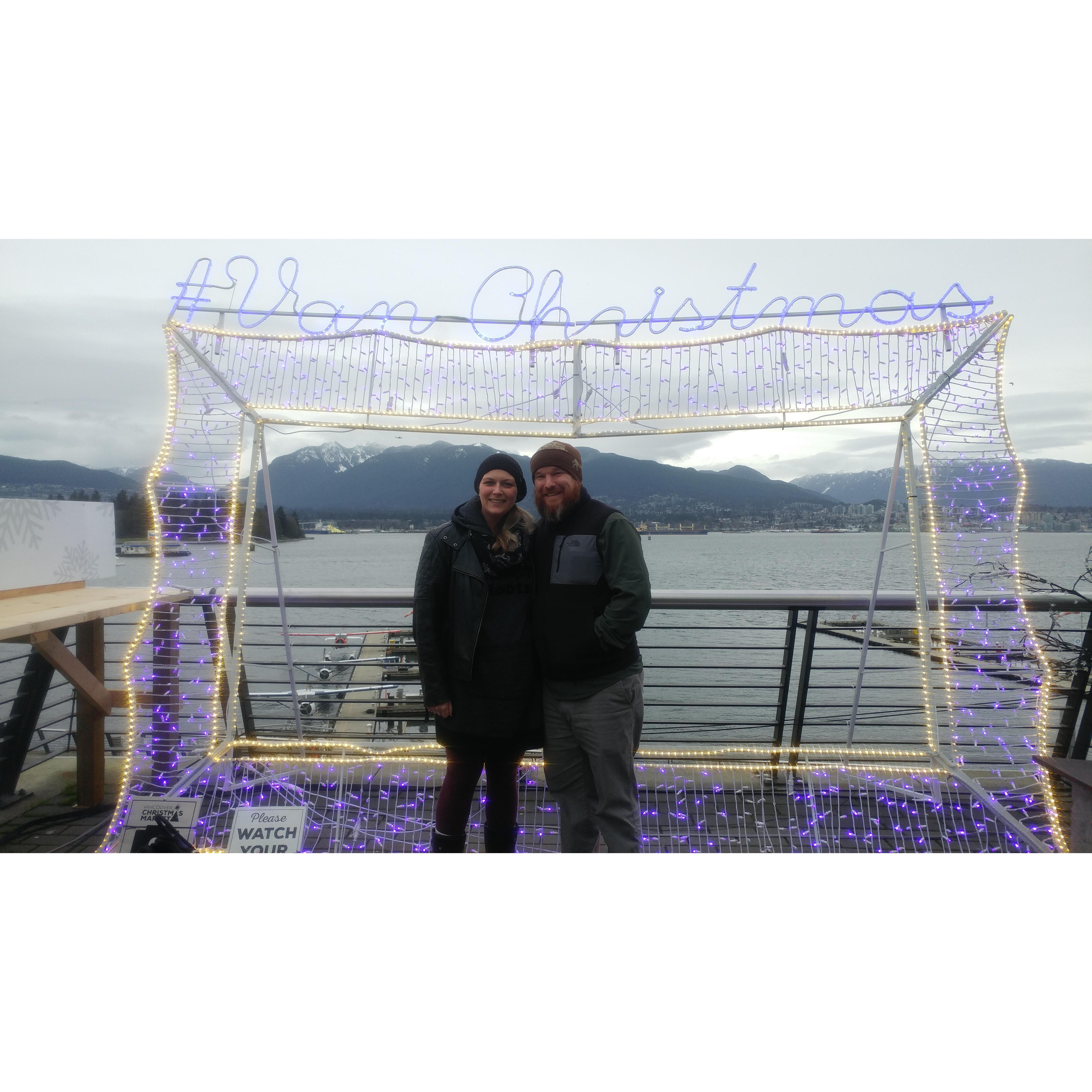 North Shore Mountain backdrop, Christmas Market downtown - December 2018