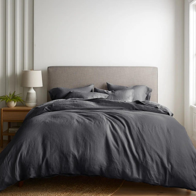Charcoal European Linen Deluxe Bedding Bundle - King