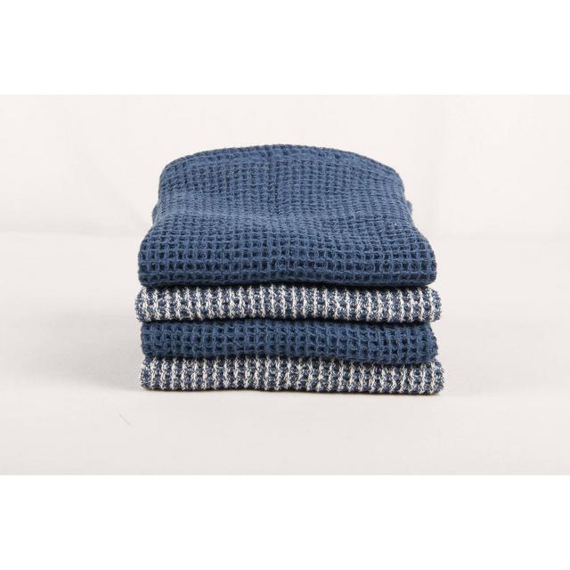 4pk Cotton Waffle Dishcloths Blue - Threshold™