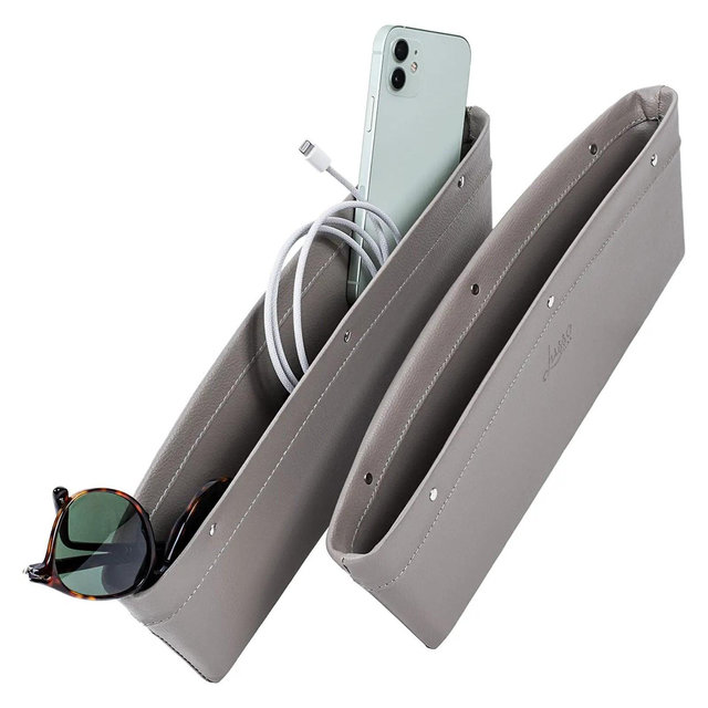 Lusso Gear Car Seat Gap Organizer 2 Pack, Slim Storage Organization, Gray