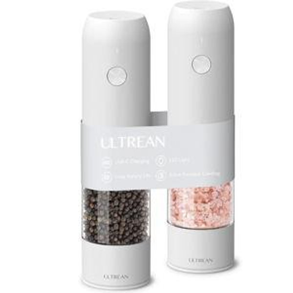 Ultrean Electric Salt & Pepper Grinder - White