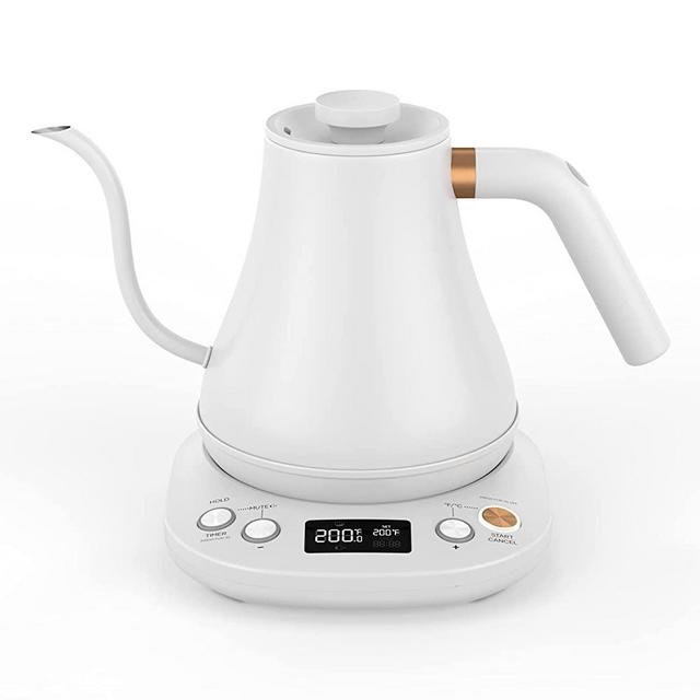  Gooseneck Kettle Temperature Control, Pour Over Electric Kettle  for Coffee and Tea, 100% Stainless Steel Inner, 1200W Rapid Heating, 0.8L,  Built-in Stopwatch, Matte Black: Home & Kitchen