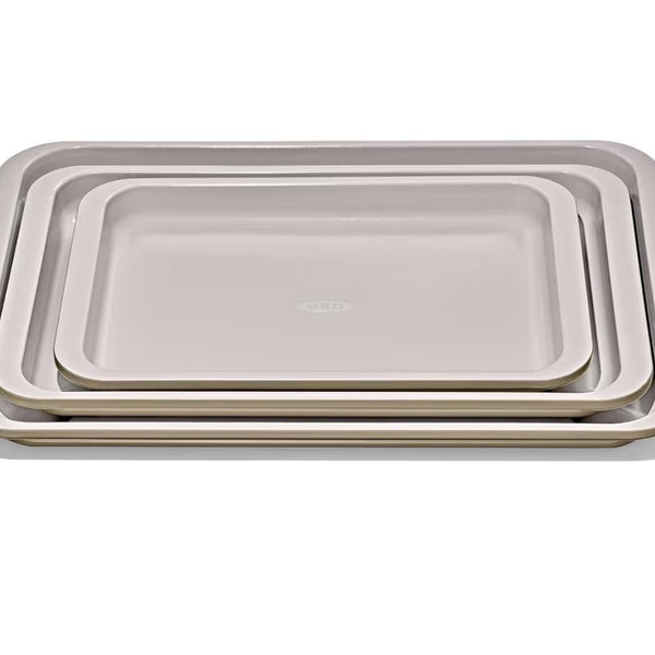 OXO Good Grips Non-Stick Pro Ceramic Coated Metal Bakeware 3-Piece Sheet Pan Set – Biscuit
