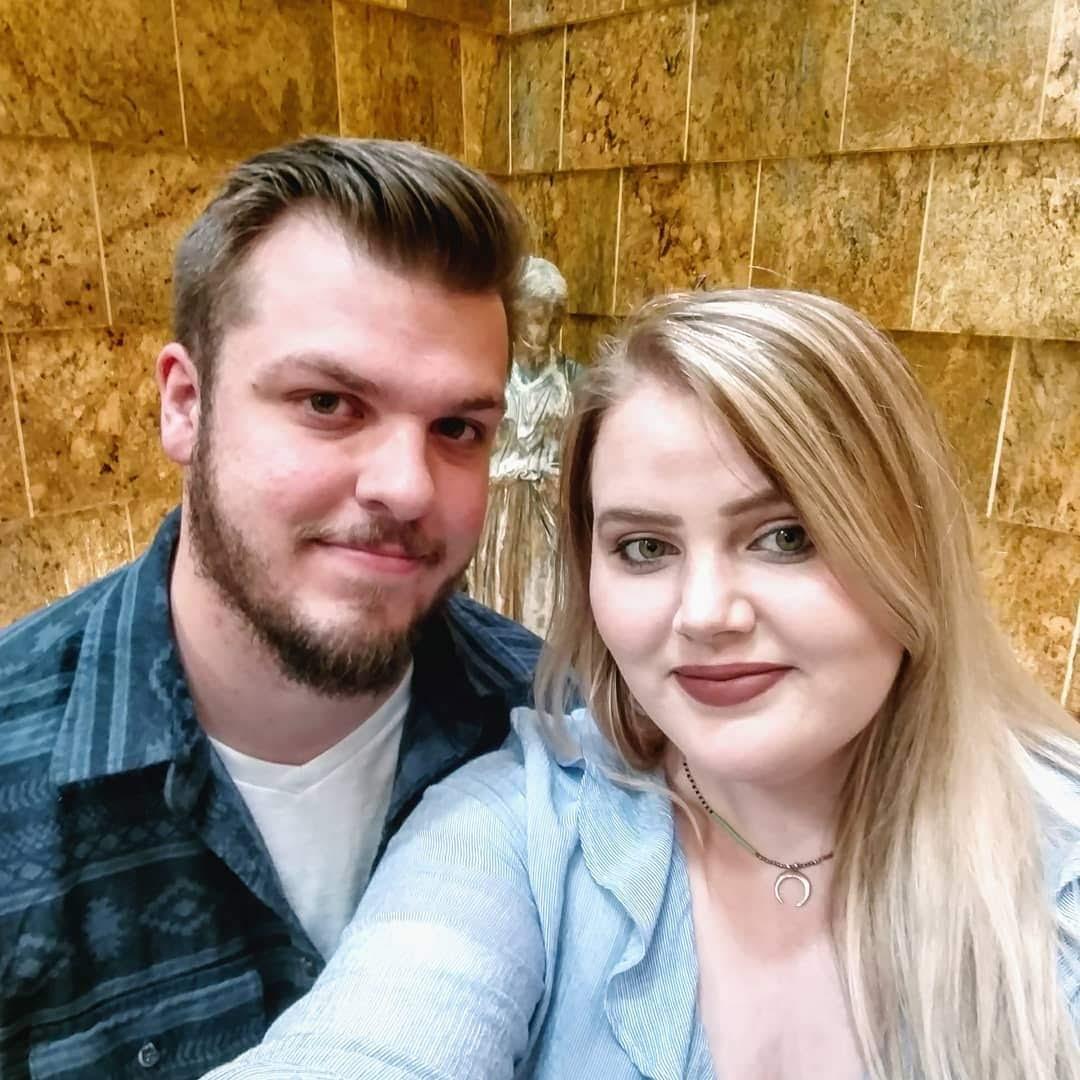 Haley and Tristan visiting the future wedding venue in Estes Park in May 2018.