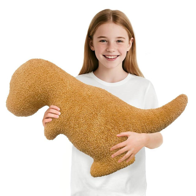 Dino Nuggets Pillow Plush, Dinosaur Chicken Plush Nuggets Pillow for Funny Birthday Gifts, Funny Stuffed Animal for Boyfriend Girlfriend, Dinosaur Gifts for Adults Teens and Kids(Tyran Rex, Large)