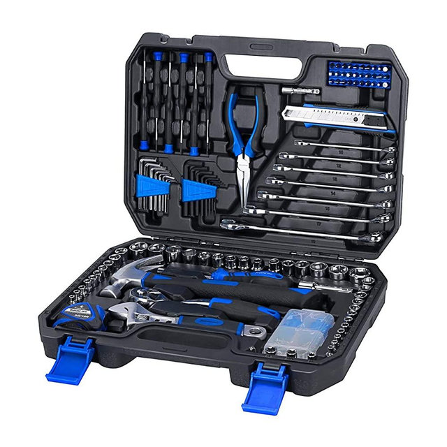148-Piece Household Repair Tool Kit Set, PROSTORMER Mixed Socket Wrench Hand Tool Kit with Tool Box Storage Case for Auto Repair, DIY, Home Maintenance