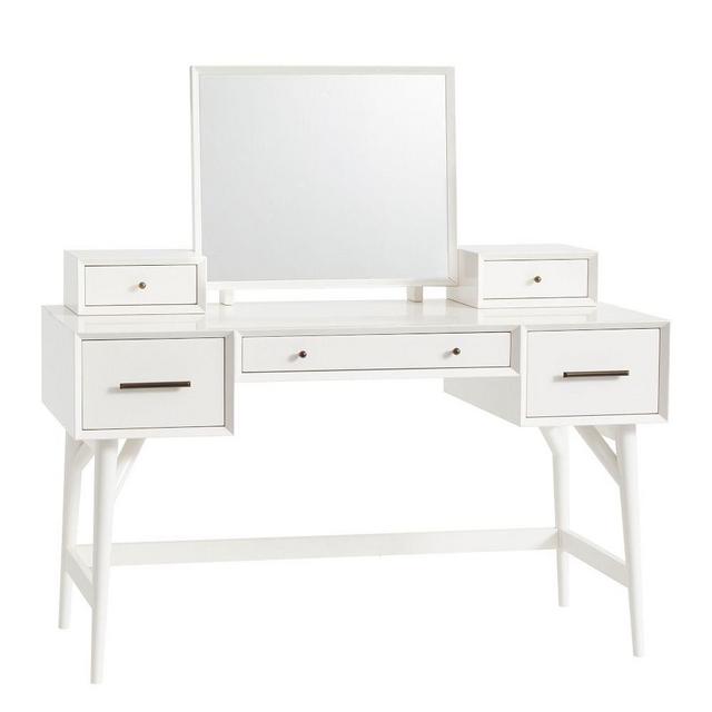 Mid-Century Standard Desk Vanity, White