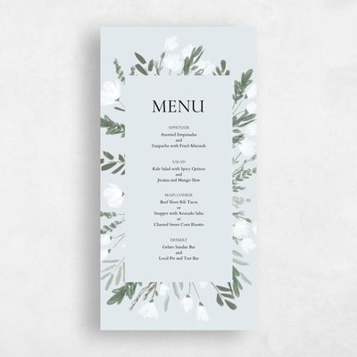 Ice, Blue Wedding Menu - Oaklyn