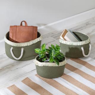 Nesting Rope Basket with Fringe, 3-Piece Set